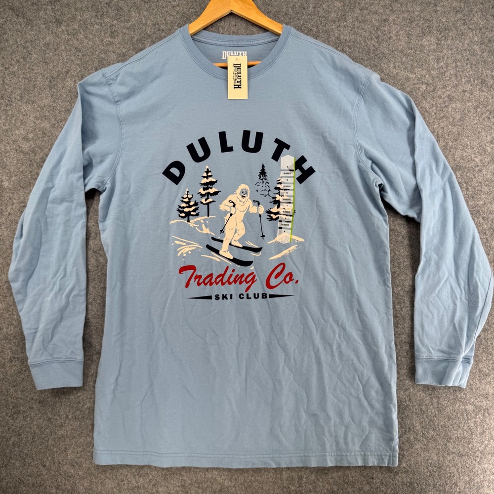 Duluth Trading Co Longtail T Shirt Mens Medium Blue Bigfoot Ski Club 80623
